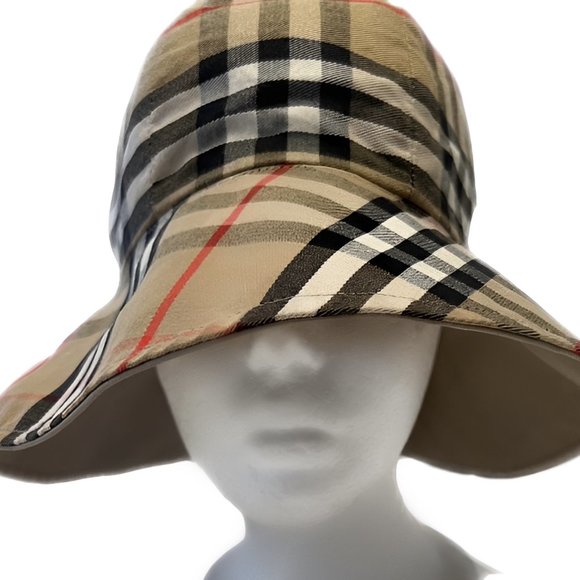 BURBERRY Y2K ORIGINAL PRINT WOMEN'S NOVA CHECK REVERSIBLE BUCKET HAT - VINTAGE - Picture 7 of 10